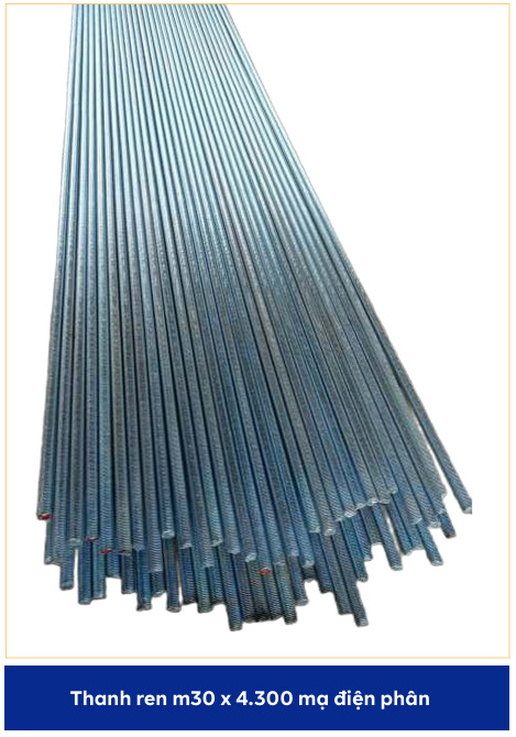 Thanh ren M30x4.300 mạ điện phân