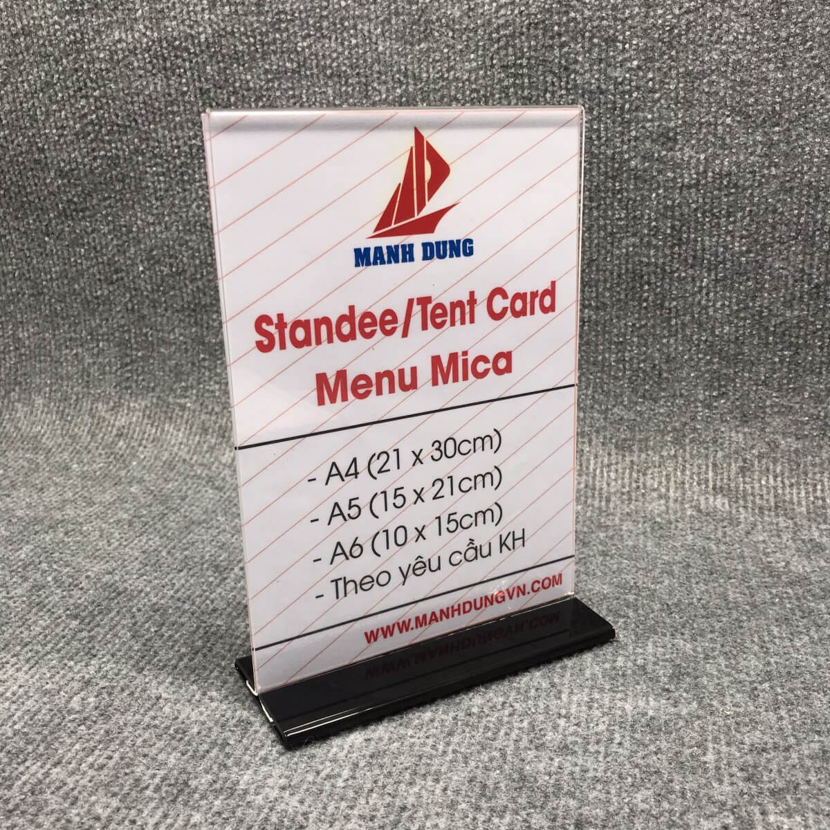 Menu mica A6 chứ T
