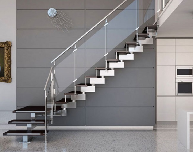 Cầu thang kính inox
