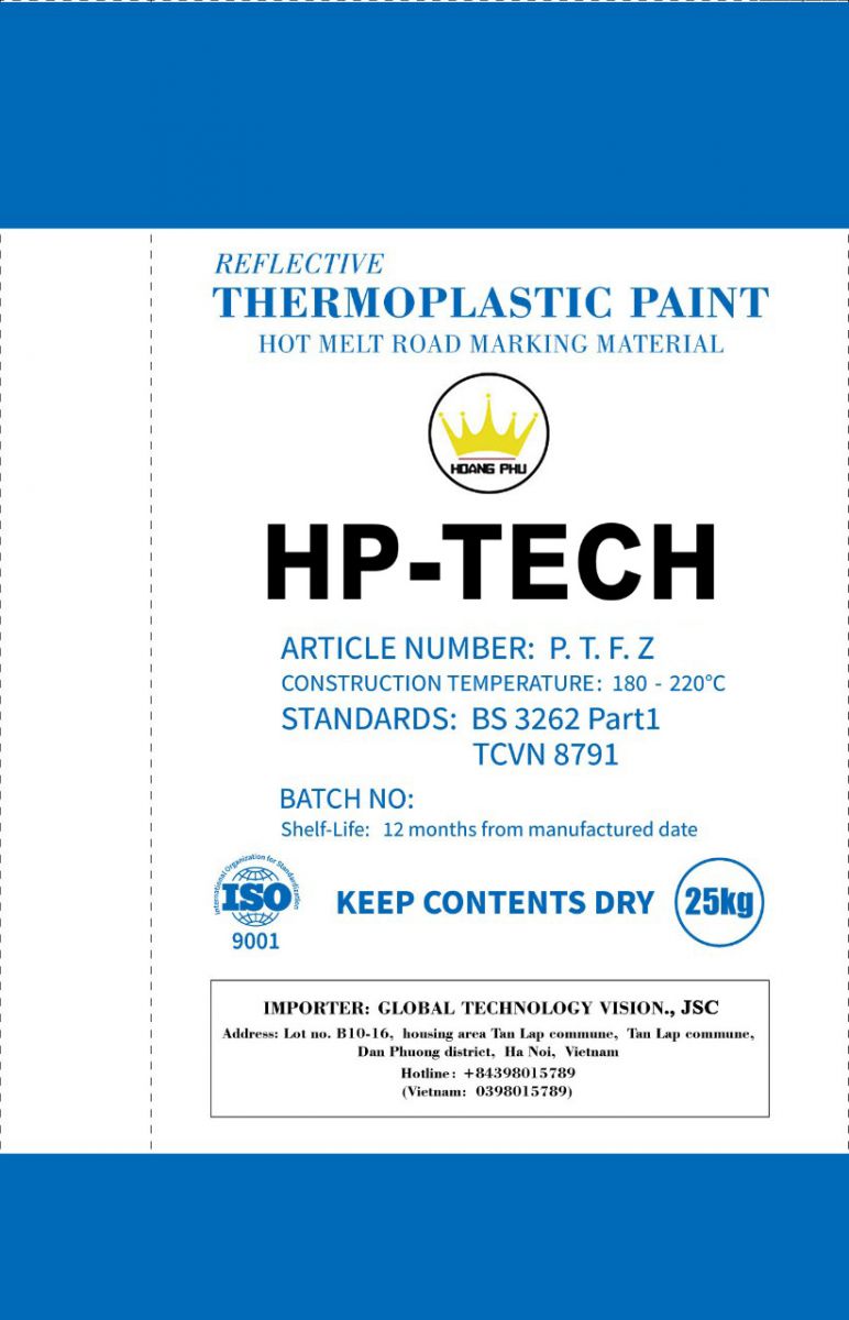 Bột sơn dẻo nhiệt phản quang màu trắng HP-TECH - Sơn Kẻ Vạch Đường Nhiệt Dẻo HP-TECH - Công Ty Cổ Phần Tư Vấn Kỹ Thuật Công Nghệ Thương Mại Hoàng Phú