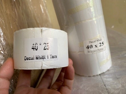 Giấy Decal in nhiệt 40x25 - Vật Liệu Đóng Gói Song Hương - Công Ty TNHH Vật Liệu Đóng Gói Song Hương