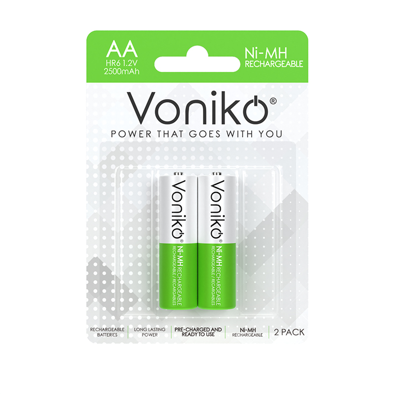 Pin sạc Voniko AA NiMH - HR6 1.2V 2500mAh (Có thể sạc lại)