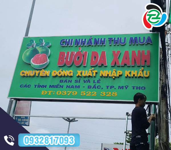 Biển gắn chữ Mica nổi chi nhánh thu mua bưởi da xanh