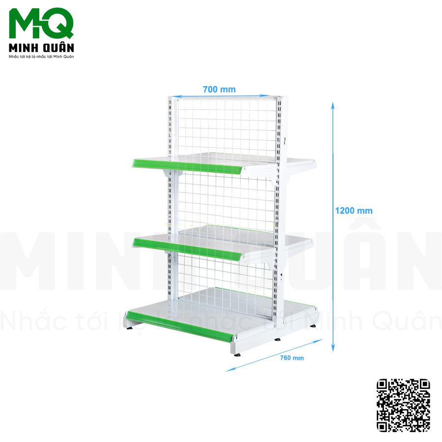 Kệ đôi lưng lưới 3 tầng 700x1200 mm - Kệ Siêu Thị Minh Quân - Công Ty TNHH Đầu Tư Phát Triển Thương Mại Dịch Vụ Minh Quân