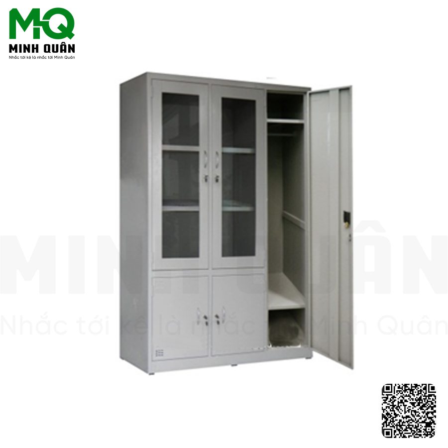 Tủ 2 cánh kính mở, 1 cánh tôn mở, 2 cách tôn nhỏ mở - Kệ Siêu Thị Minh Quân - Công Ty TNHH Đầu Tư Phát Triển Thương Mại Dịch Vụ Minh Quân
