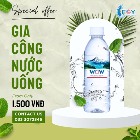 Gia công nước tinh khiết đóng chai 350ml