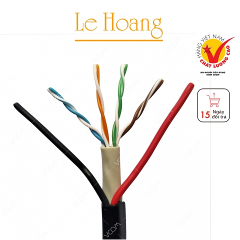 Cáp LAN liền nguồn CAT5E UTP 24AWG 4PRS
