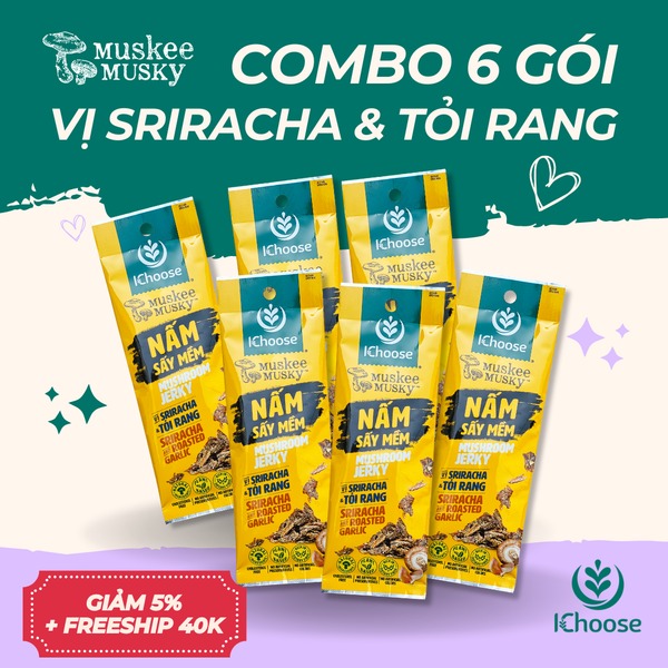 Combo 6 gói vị Sriracha & Tỏi Rang Miếng 25g