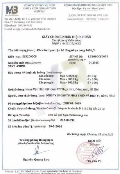 Giấy phép kiểm định trạm