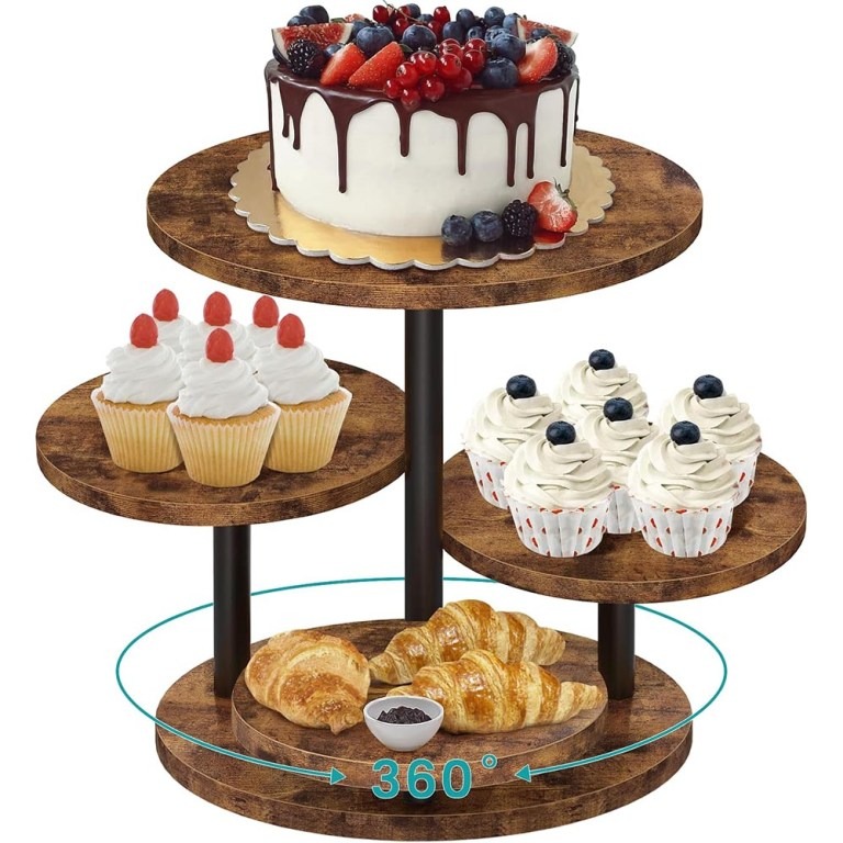 Kệ bánh Cupcake tròn 4 tầng (có thể xoay) - Gia Công MiCa Dòng Chảy Việt Nam - Công Ty TNHH Dòng Chảy Việt Nam