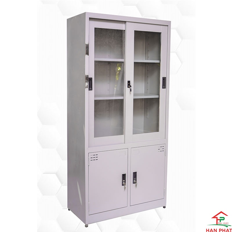Tủ hồ sơ 2 cửa kính lùa và mở