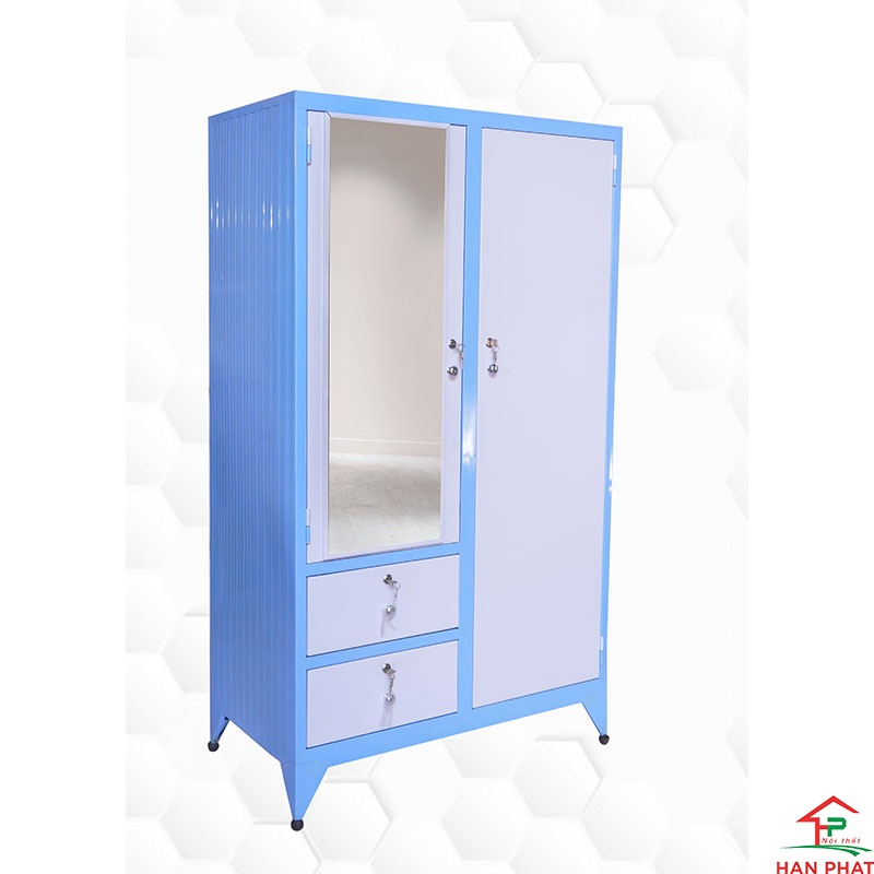 Tủ sắt 1m6 - Tủ quần áo 2 hộc