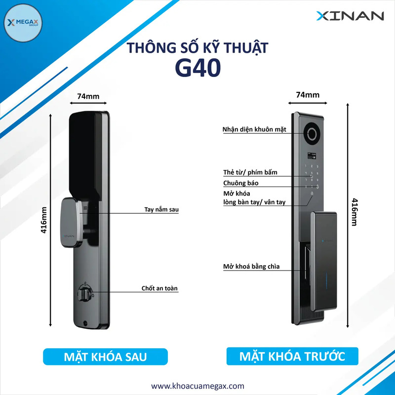 Khóa cổng vân tay chống nước Xinan G40 - Khóa Điện Tử MegaX - Công Ty TNHH Vận Tải Toàn Cầu MegaX
