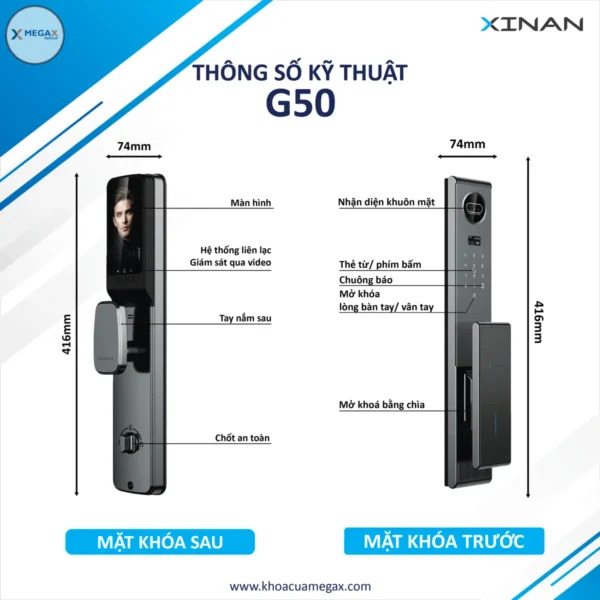Khóa cổng vân tay chống nước Xinan G50 - Khóa Điện Tử MegaX - Công Ty TNHH Vận Tải Toàn Cầu MegaX