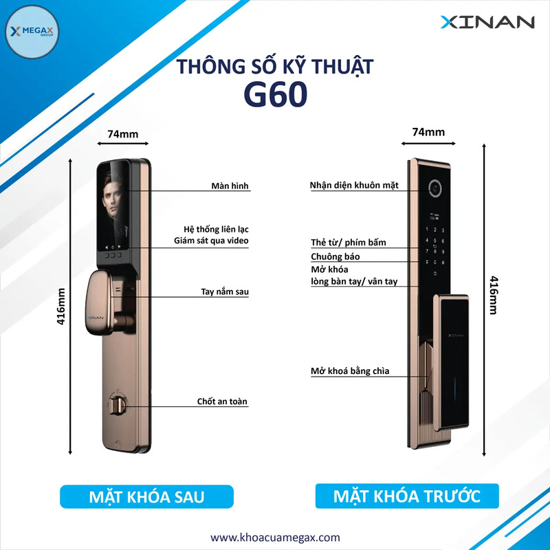 Khóa cổng vân tay chống nước Xinan G60 - Khóa Điện Tử MegaX - Công Ty TNHH Vận Tải Toàn Cầu MegaX