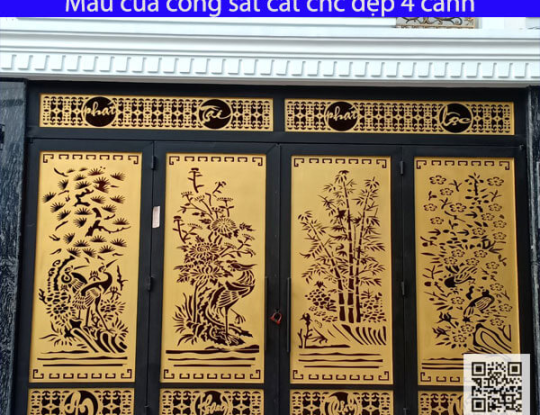 Cửa cổng sắt cắt CNC 4 cánh