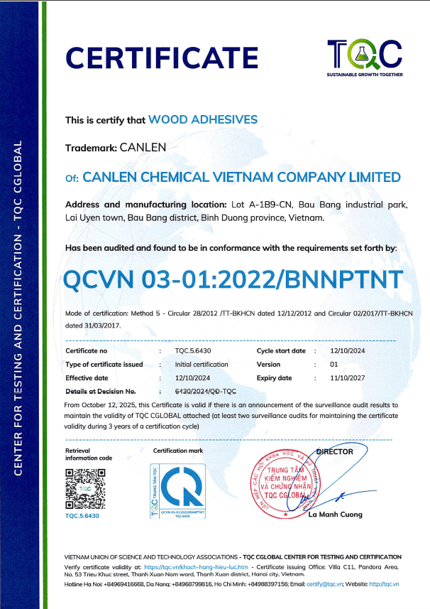 Chứng nhận hợp quy keo dán gỗ