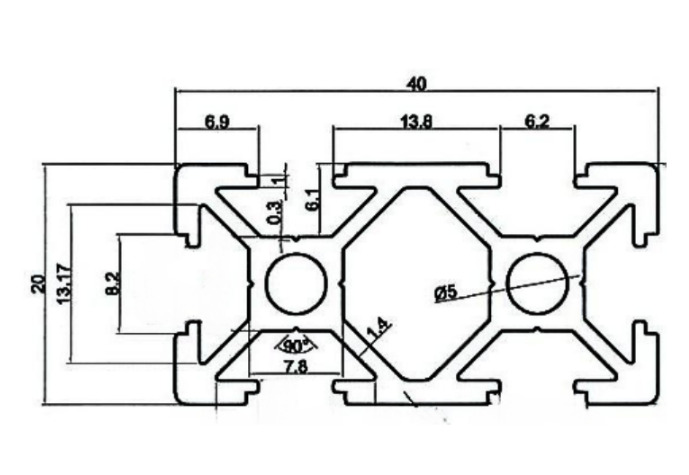 Nhôm định hình 20x40