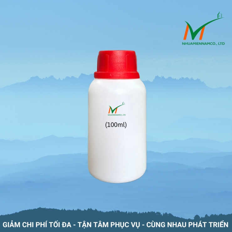 Chai nhựa HDPE tròn đựng phân bón, chai nhựa HDPE 100ml