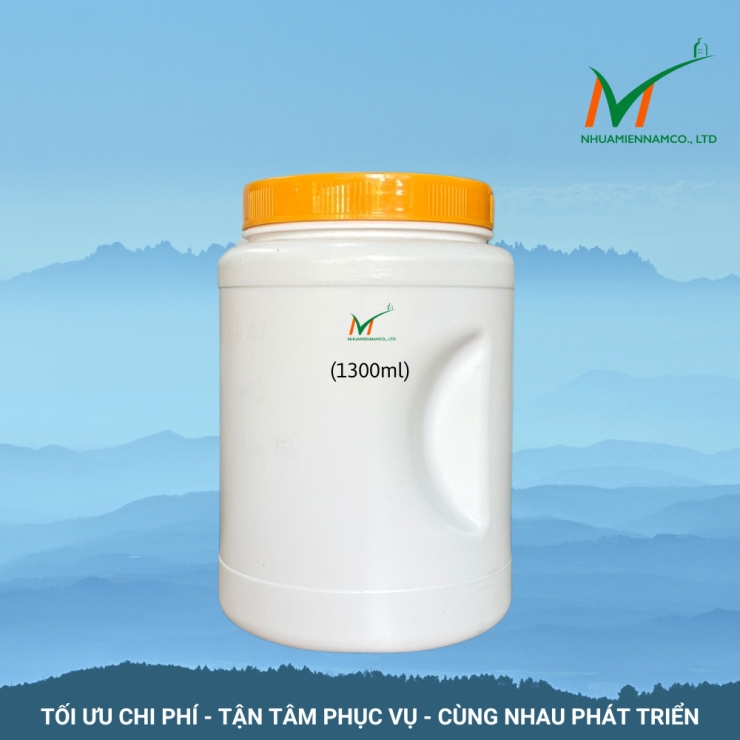 Hủ nhựa HDPE 1kg nắp vặn có quay cầm