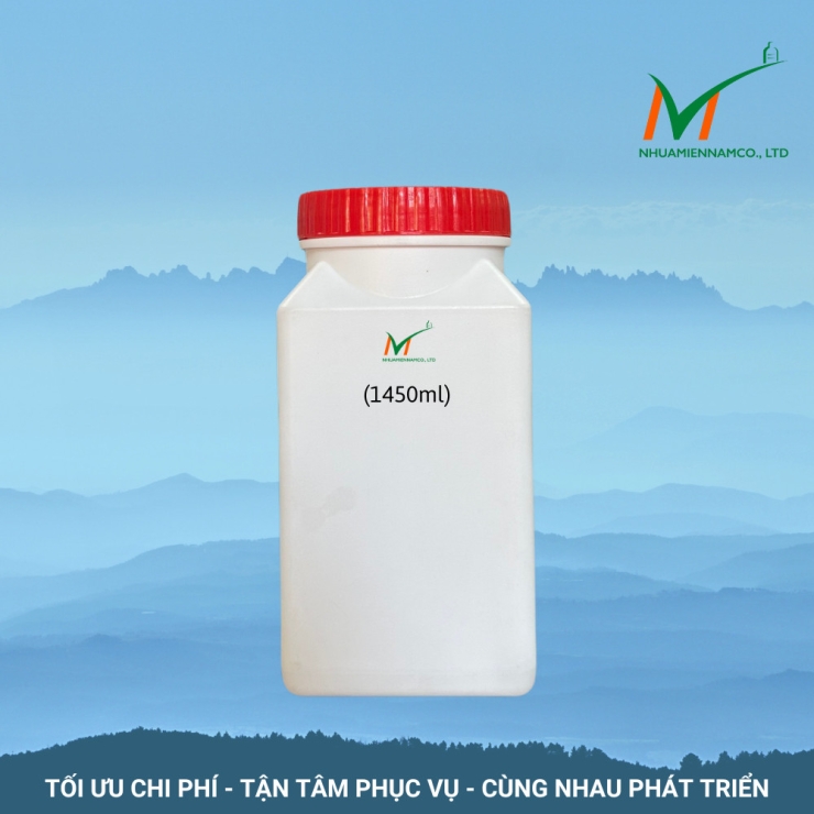 Hủ nhựa HDPE 1kg vuông nắp vặn