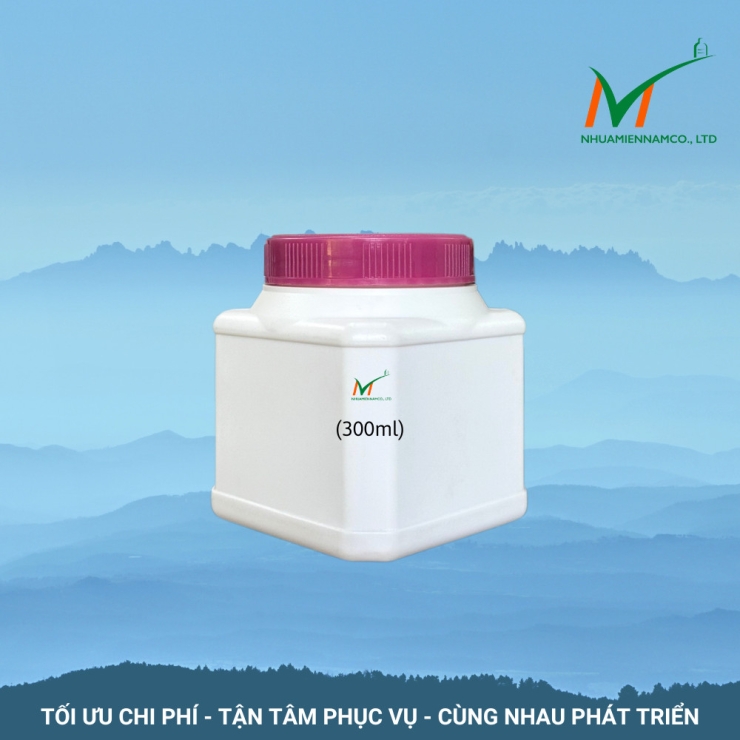 Hủ nhựa HDPE 100g vuông nắp vặn