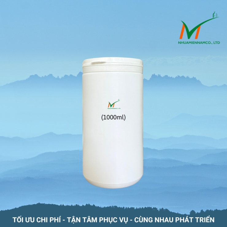 Hũ nhựa HDPE 1kg thân tròn nắp garanti xé