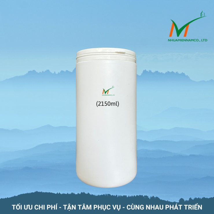 Hũ nhựa HDPE 2kg thân tròn nắp garanti xé