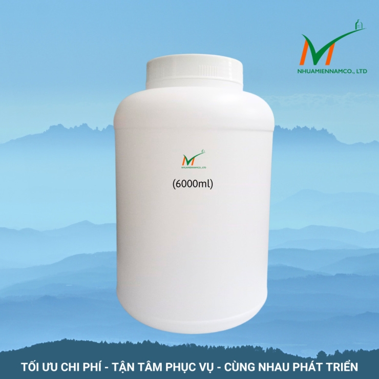 Hủ nhựa HDPE 6kg thân tròn nắp vặn