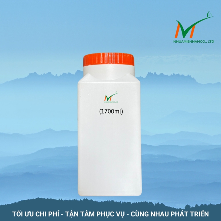 Hủ nhựa HDPE vuông 1 kg đựng bột