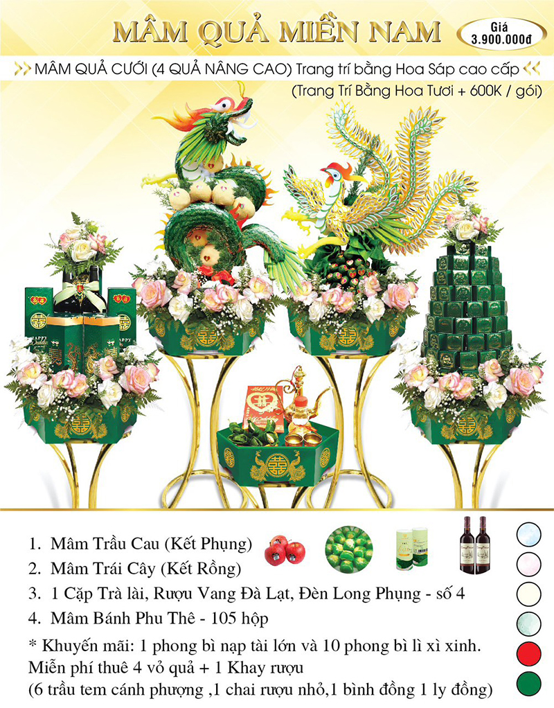4 mâm quả cưới đơn giản tinh tế