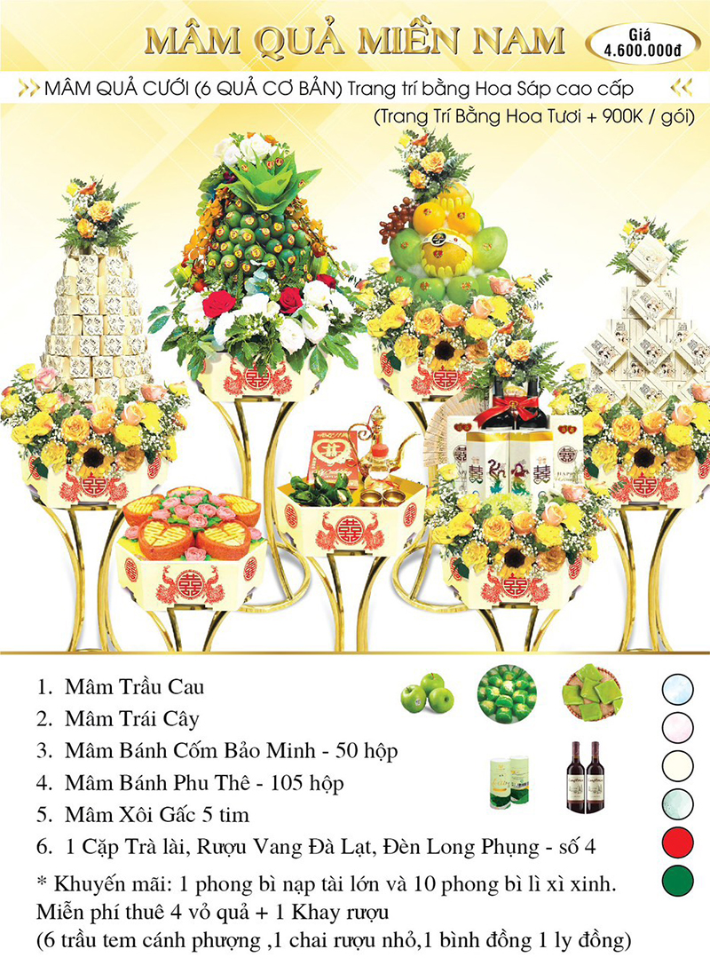 6 mâm quả cưới cơ bản