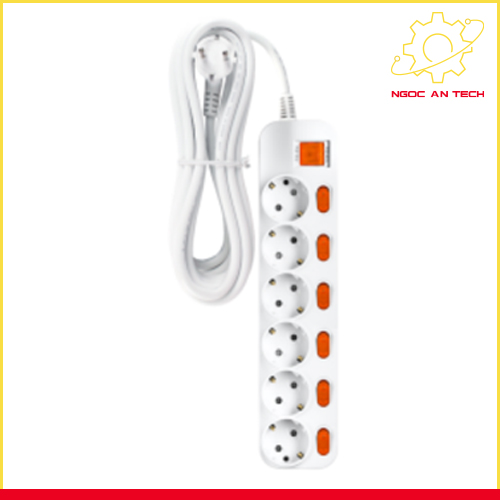 Ổ cắm điện 6 lỗ Hàn Quốc - Chi Nhánh TP. Hồ Chí Minh - Công Ty TNHH Thương Mại Công Nghiệp Ngọc An Tech