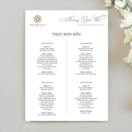 In menu tiệc cưới