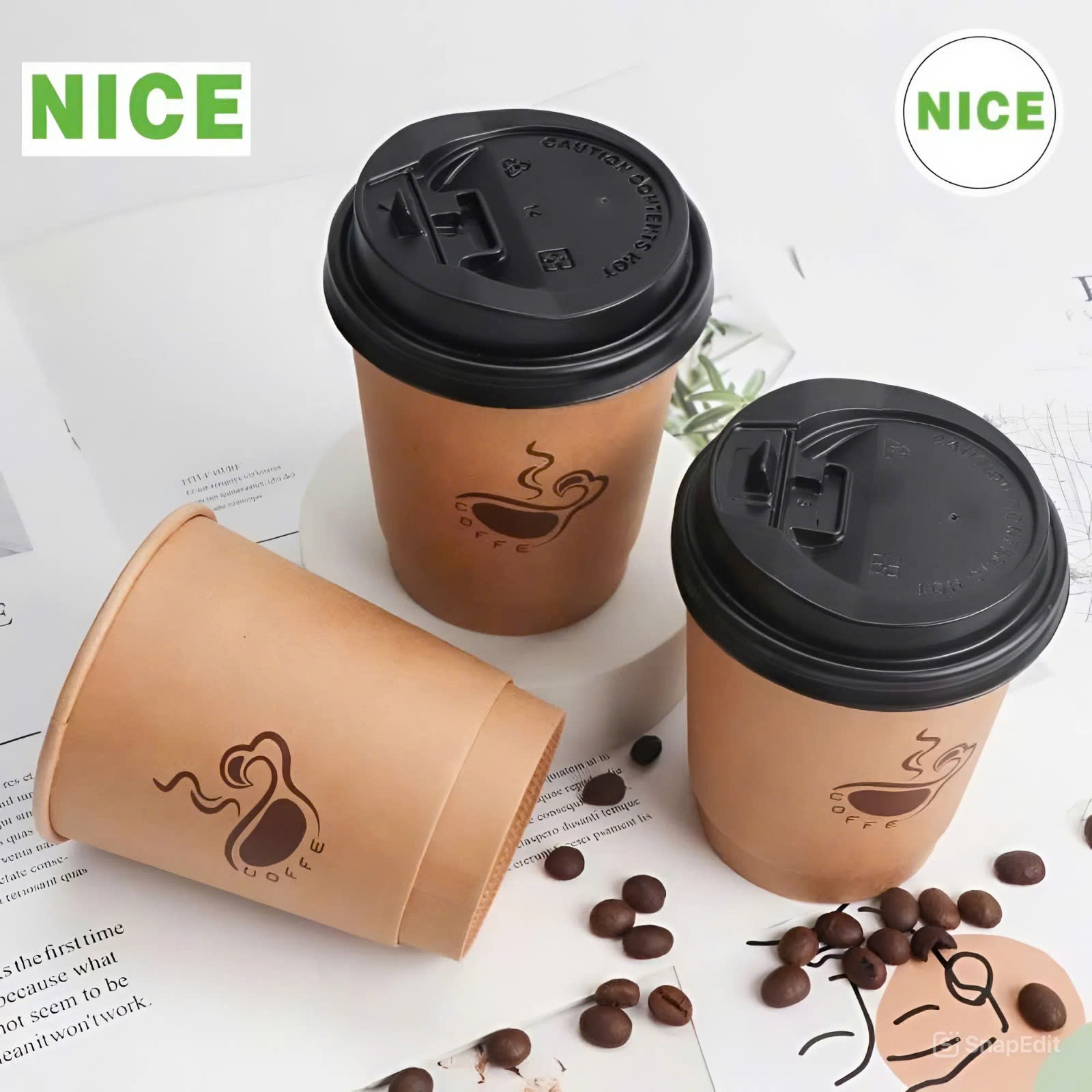 Ly 2 lớp giấy Kraft nâu đựng cà phê nóng - Bao Bì Giấy Và Nhựa Nice - Công Ty TNHH Quốc Tế Nice