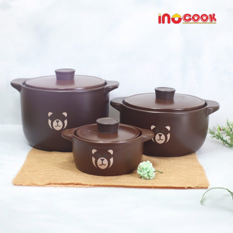 Nồi hầm gốm sứ Hàn Quốc hình gấu nâu Inocook INO012024