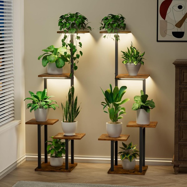 Bộ 2 kệ để cây cảnh 5 tầng khung kim loại có đèn - Đồ Nội Thất Kim Loại Dòng Chảy Việt Nam - Công Ty TNHH Dòng Chảy Việt Nam