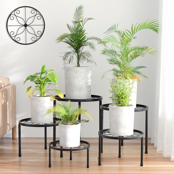 Bộ 5 kệ để cây cảnh kim loại nặng màu đen - Đồ Nội Thất Kim Loại Dòng Chảy Việt Nam - Công Ty TNHH Dòng Chảy Việt Nam