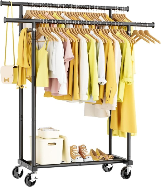 Giá treo quần áo 2 thanh có bánh xe di động - Đồ Nội Thất Kim Loại Dòng Chảy Việt Nam - Công Ty TNHH Dòng Chảy Việt Nam