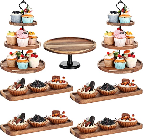 Bộ 7 kệ gỗ trưng bày bàn tiệc tráng miệng