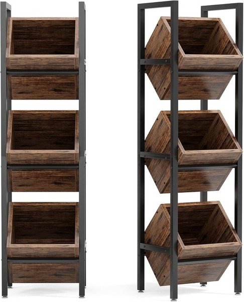 Kệ gỗ 3 tầng dạng giỏ đặt sàn