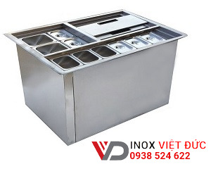Thùng đá inox có khay Topping