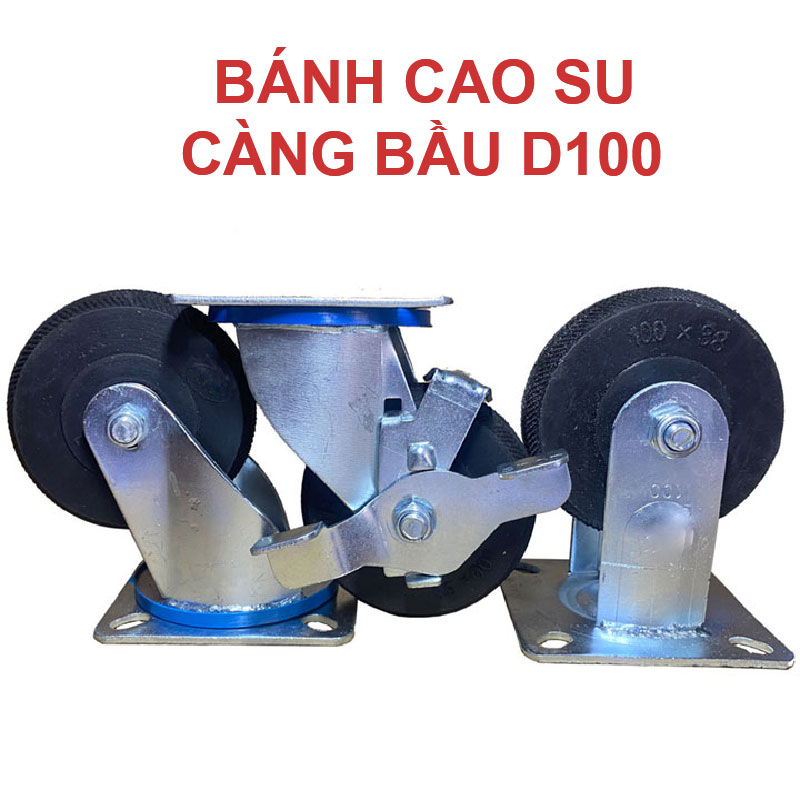 Bánh xe cao su cáng bầu D100 - Bánh Xe Đẩy Vina Caster - Công Ty TNHH Sản Xuất Thương Mại Vina Caster