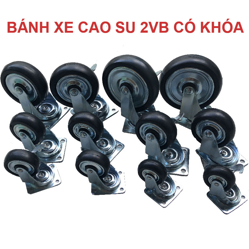 Bánh xe cao su 2VB có khóa - Bánh Xe Đẩy Vina Caster - Công Ty TNHH Sản Xuất Thương Mại Vina Caster