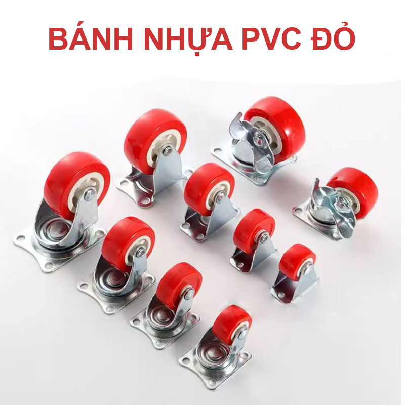 Bánh xe nhựa PVC đỏ - Bánh Xe Đẩy Vina Caster - Công Ty TNHH Sản Xuất Thương Mại Vina Caster