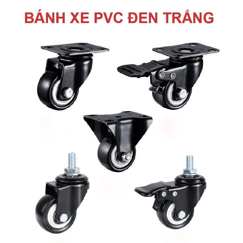 Bánh xe PVC đen trắng - Bánh Xe Đẩy Vina Caster - Công Ty TNHH Sản Xuất Thương Mại Vina Caster