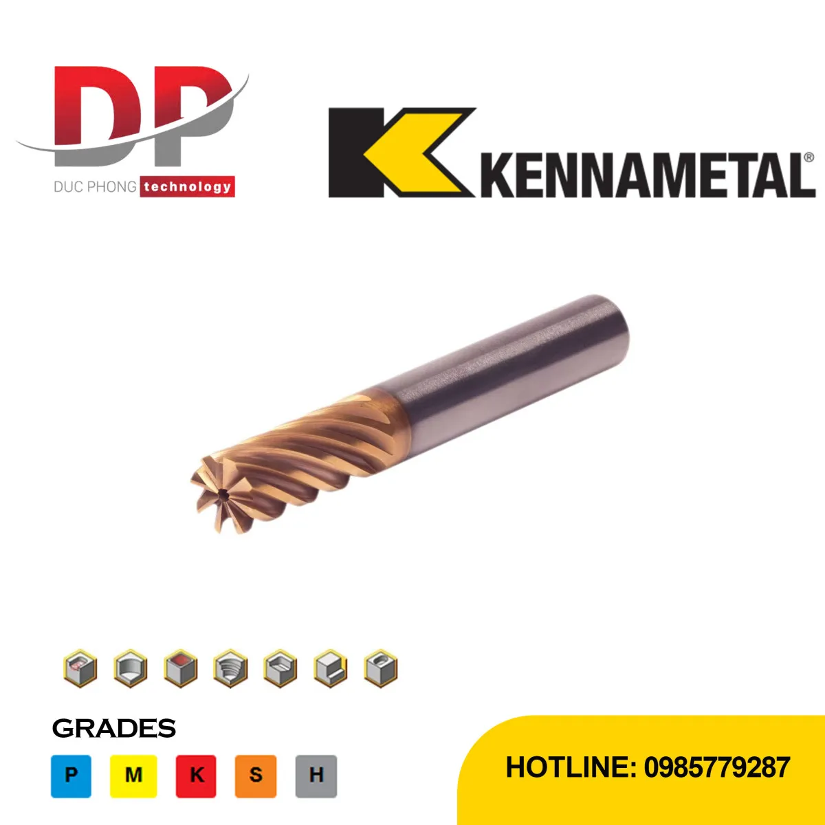 Dao phay ngón cacbua Kennameta HARVI IV đầu vuông - Dụng Cụ Cắt Gọt Đức Phong - Công Ty Cổ Phần Kỹ Thuật Và Công Nghệ Đức Phong