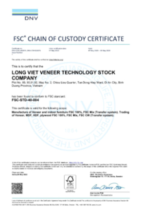Chứng chỉ FSC Chain of Custody