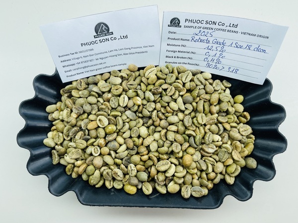 Cà phê Robusta Grade 1 R18 với tỷ lệ lỗi 0.1% black & 0.3% broken - Cà Phê Phước Sơn - Công Ty TNHH KDNS Phước Sơn