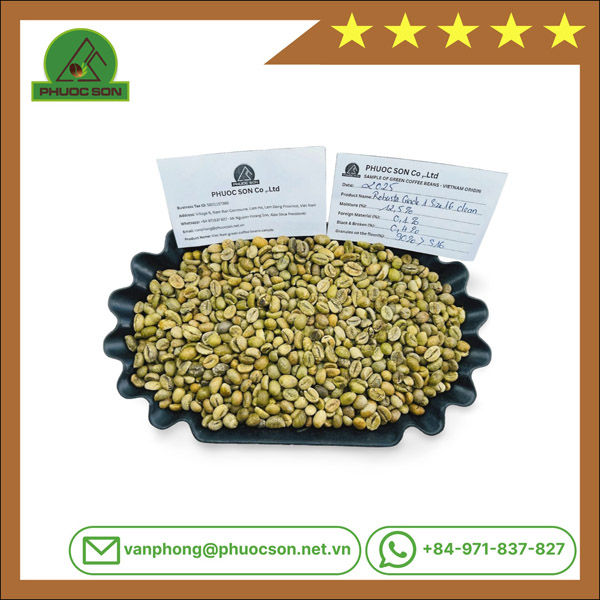 Robusta Grade 1 R16 clean với tỷ lệ lỗi 0.1% black & 0.3% broken - Cà Phê Phước Sơn - Công Ty TNHH KDNS Phước Sơn